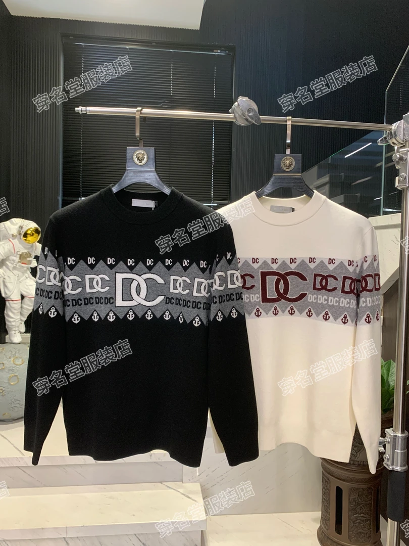 6561  Difen Chris新款男士高奢时尚休闲重工圆领含羊毛针织毛衣