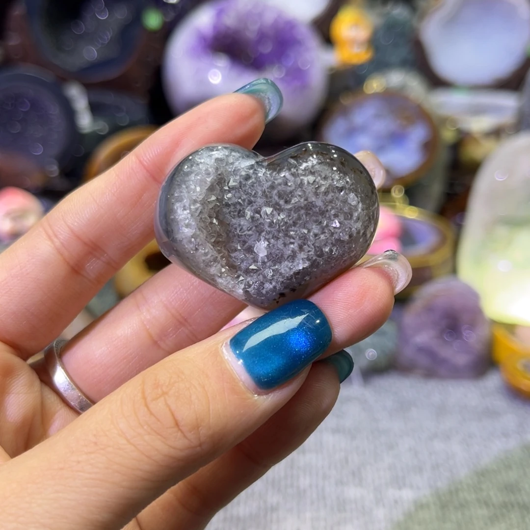 未镶嵌摆件紫晶迷你爱心