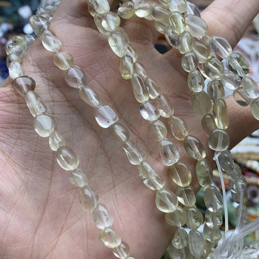 未镶嵌玛瑙/玉髓珠宝半成品一条天然柠檬黄水晶随行6mm