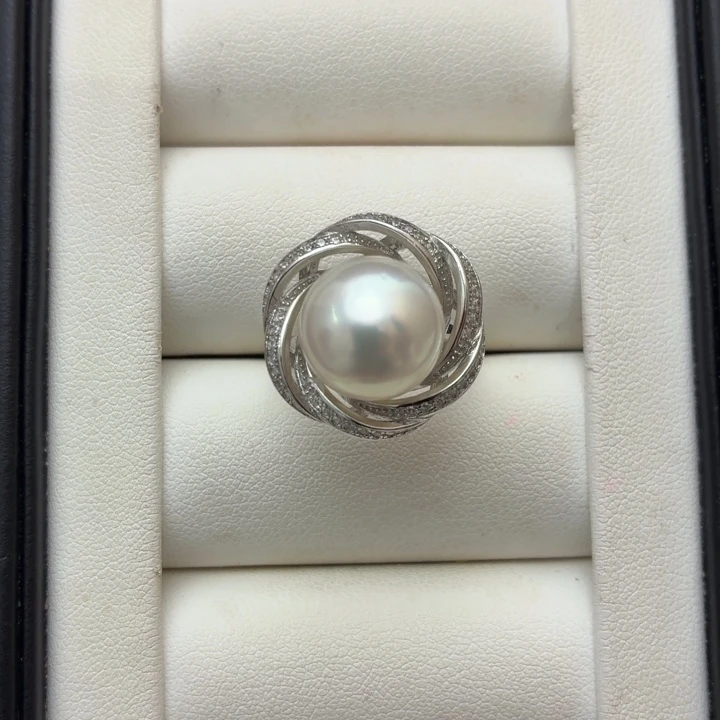 海水珍珠戒指银S925镶嵌