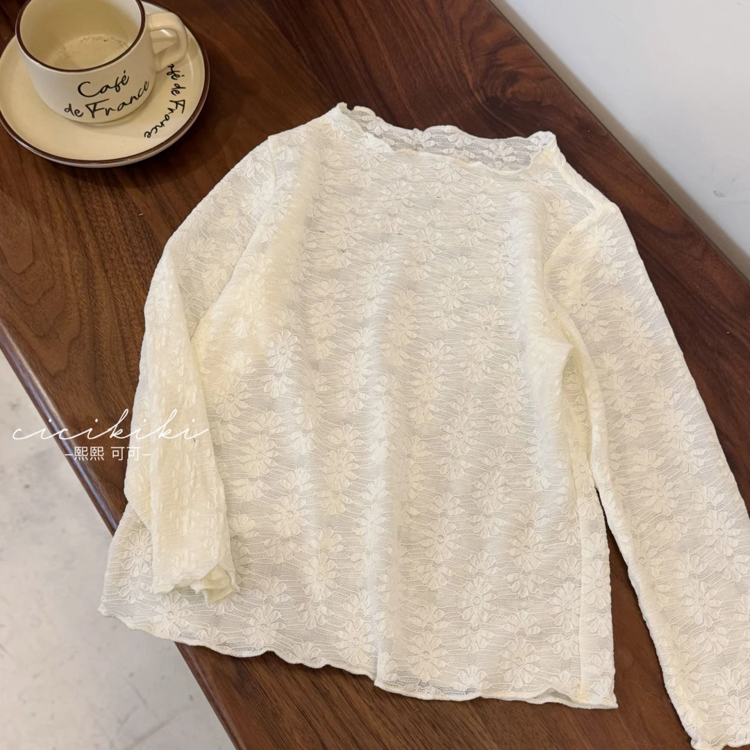 G【蕾丽丝】女童春夏长袖百搭时尚蕾丝打底衫 熙熙可可DDS2505