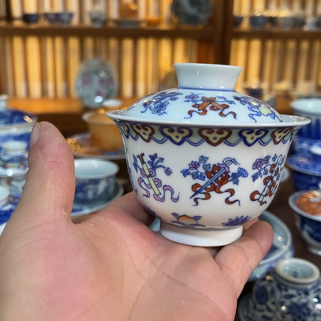 錡镇堂手工手绘绘盖碗