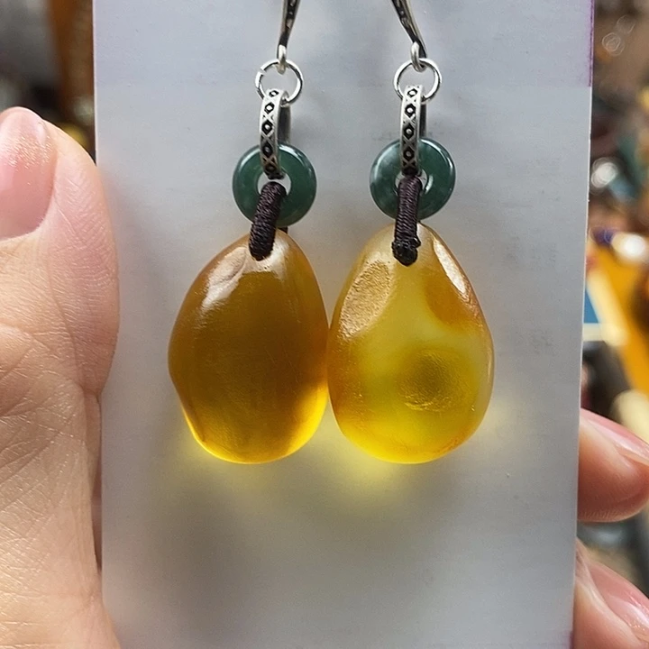 蜜蜡未镶嵌耳饰耳饰