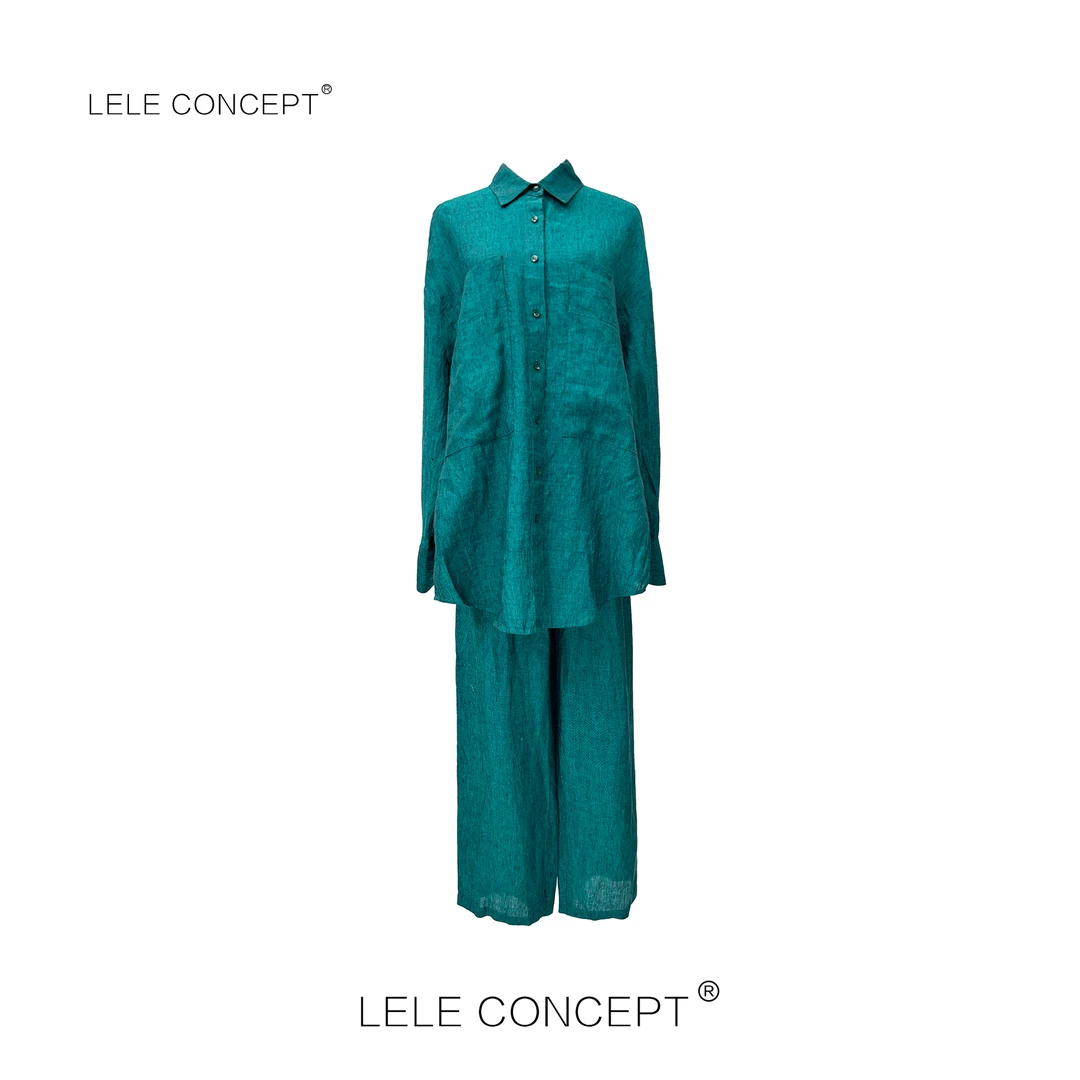 LELE CONCEPT丨气质时装轻奢款双兜麻套装T0110