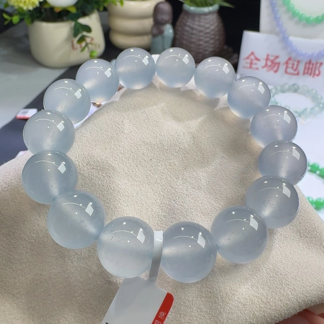 未镶嵌手链翡翠霸气十足玻璃蓝钢单圈13.9mm