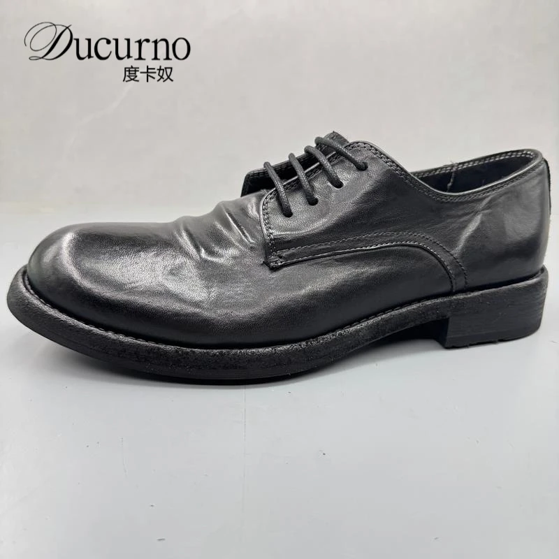 高端固特异水洗秋季新款舒适男生上班男生增高皮鞋潮流小众鞋子