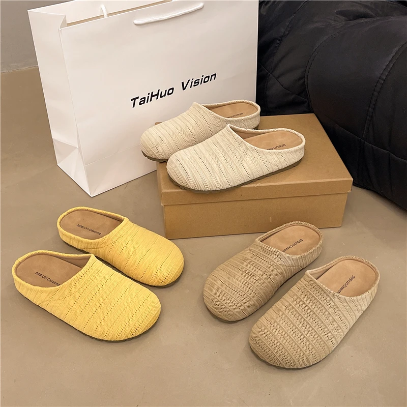 晚晚风厚底波西米亚勃肯鞋女外穿2025春夏度假一脚蹬包头半拖单鞋