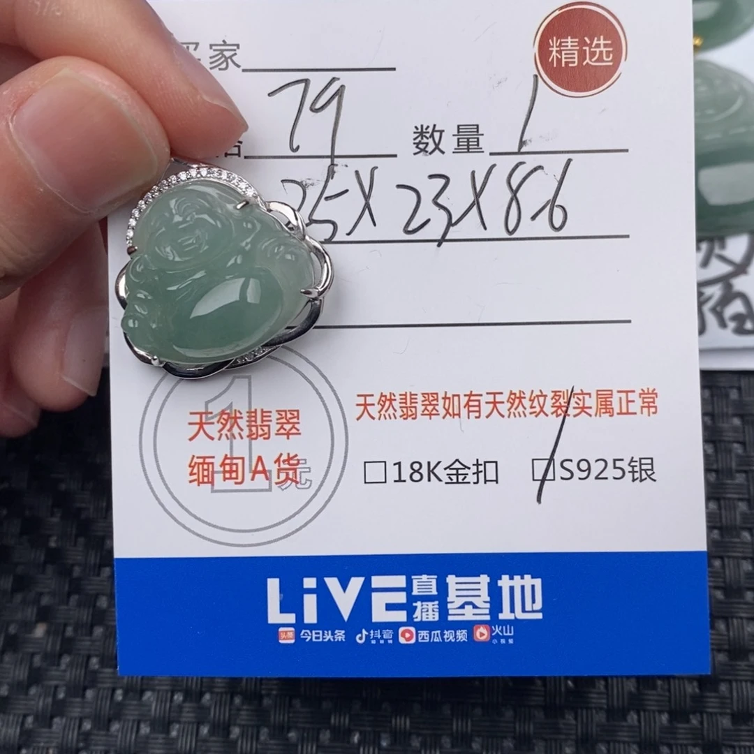 翡翠银S925镶嵌颈饰吊坠