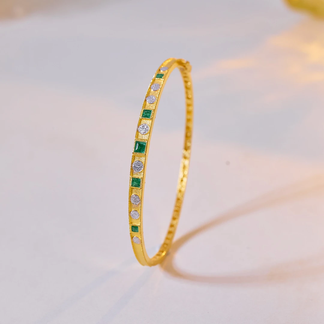 【歪歪】（素金）三合*八宝手镯*18K金镶嵌（多样性发一）XB-S8008