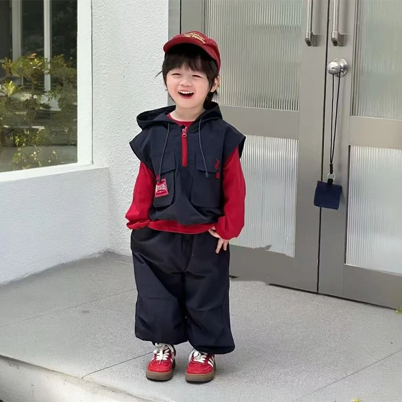 男童秋装马甲三件套儿童秋季帅气套装2025春秋新款宝宝韩系衣服潮