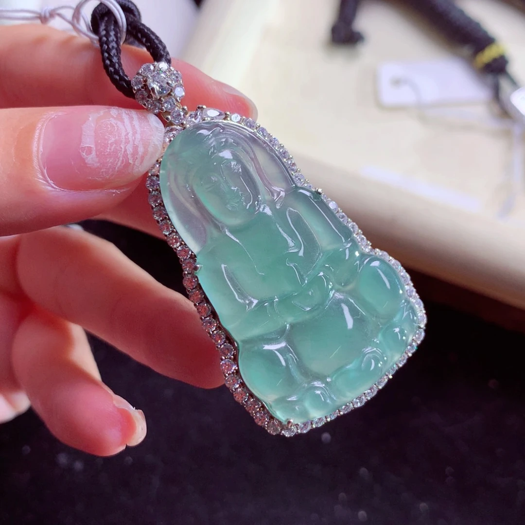 颈饰银S925镶嵌翡翠天然