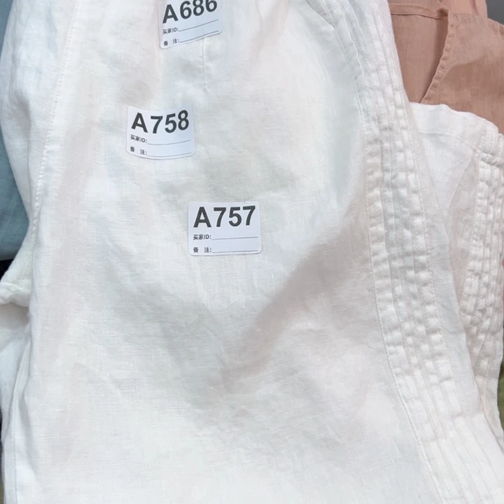 麻758风琴褶白色亚麻裤均码