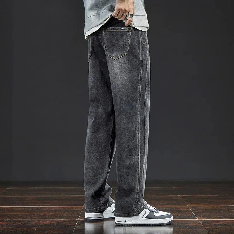HKYC美式复古牛仔裤男士春秋季2025新款宽松休闲显瘦阔腿裤男士