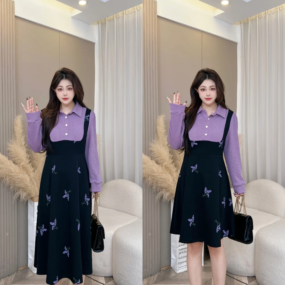 【玲胖胖 洛可甜心】宽松时尚百搭显瘦大码女装连衣裙LPP61935