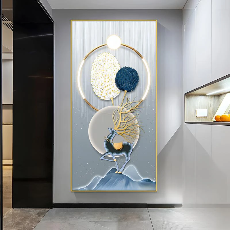 2025现代轻奢玄关装饰画入户门简约厅走廊过道高端挂画晶瓷画壁画