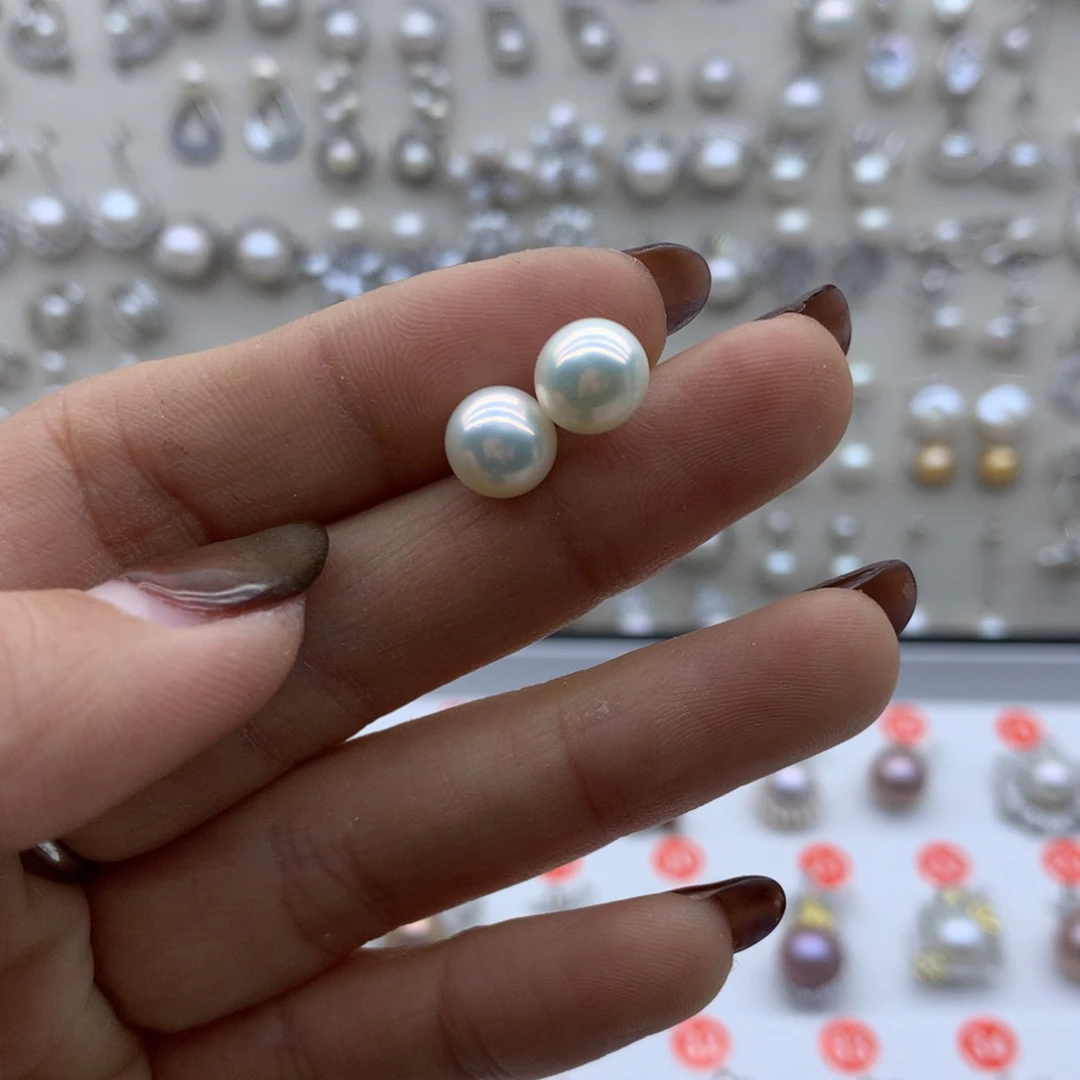 淡水珍珠耳饰银S925镶嵌