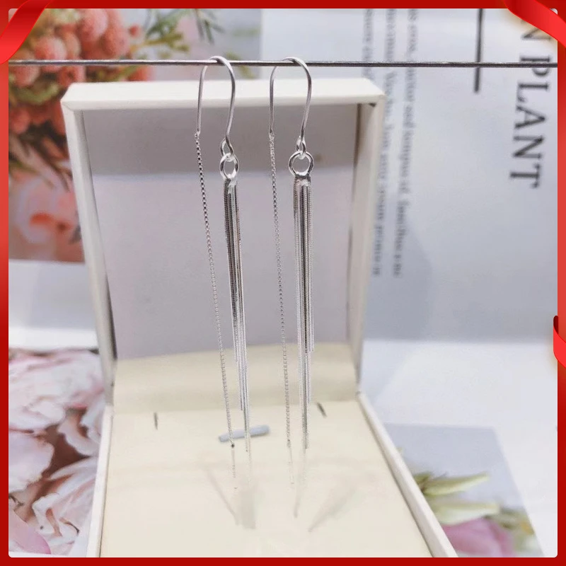 合金耳饰 蛇骨链流苏耳线女气质优雅高级感显脸小925银轻奢风格