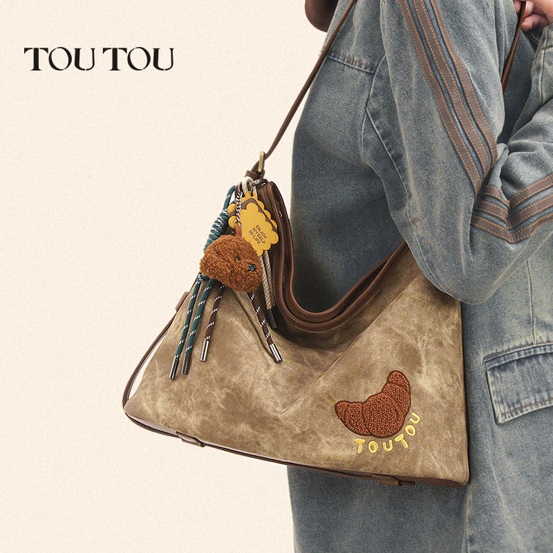 TOUTOU2024秋冬新款牛角腋下托特包女