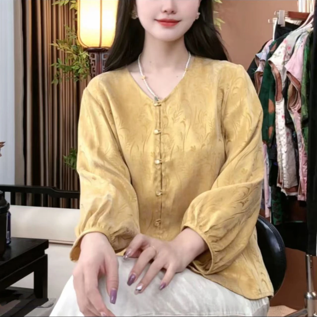 【717】新款国风黄色凤尾花开衫重工感2025年秋款黄色凤尾花开衫