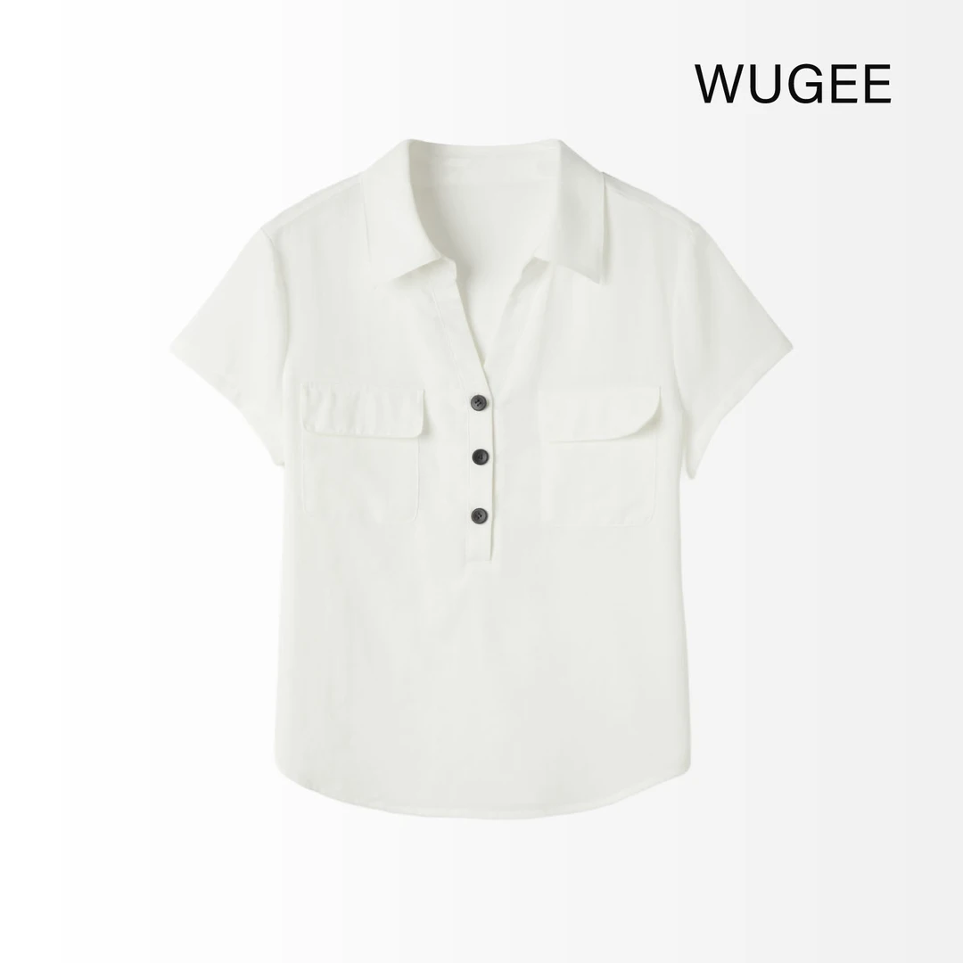 【WUGEE】时尚休闲百搭女士夏季翻领T恤