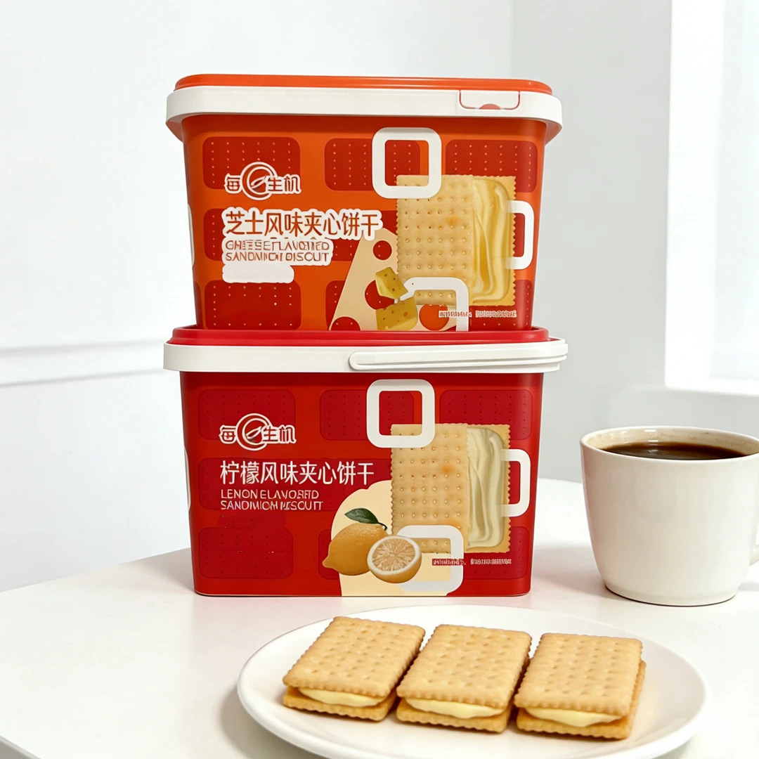每日生机柠檬风味/芝士风味夹心饼干500g