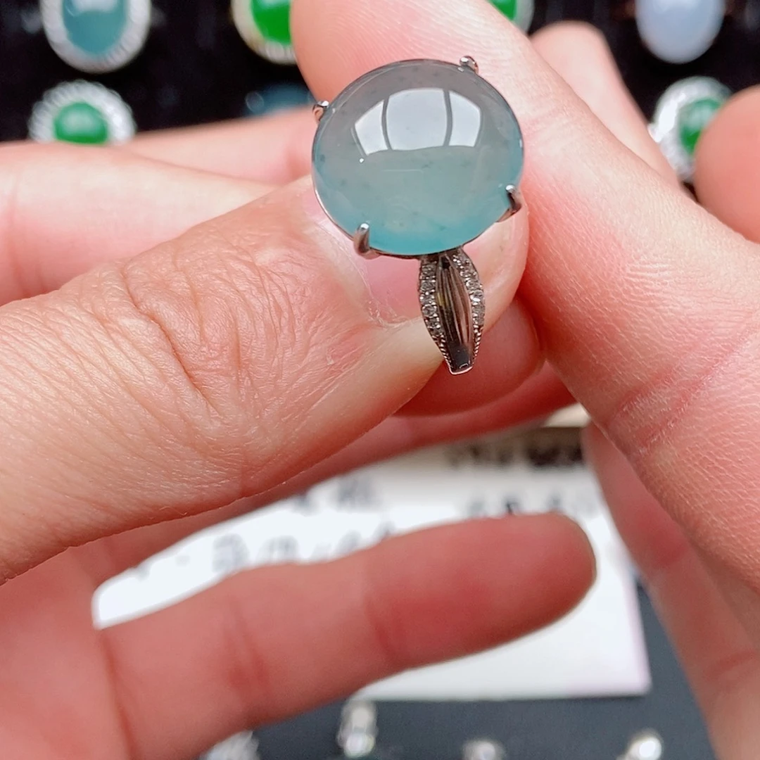 翡翠戒指银S925镶嵌.9624832783