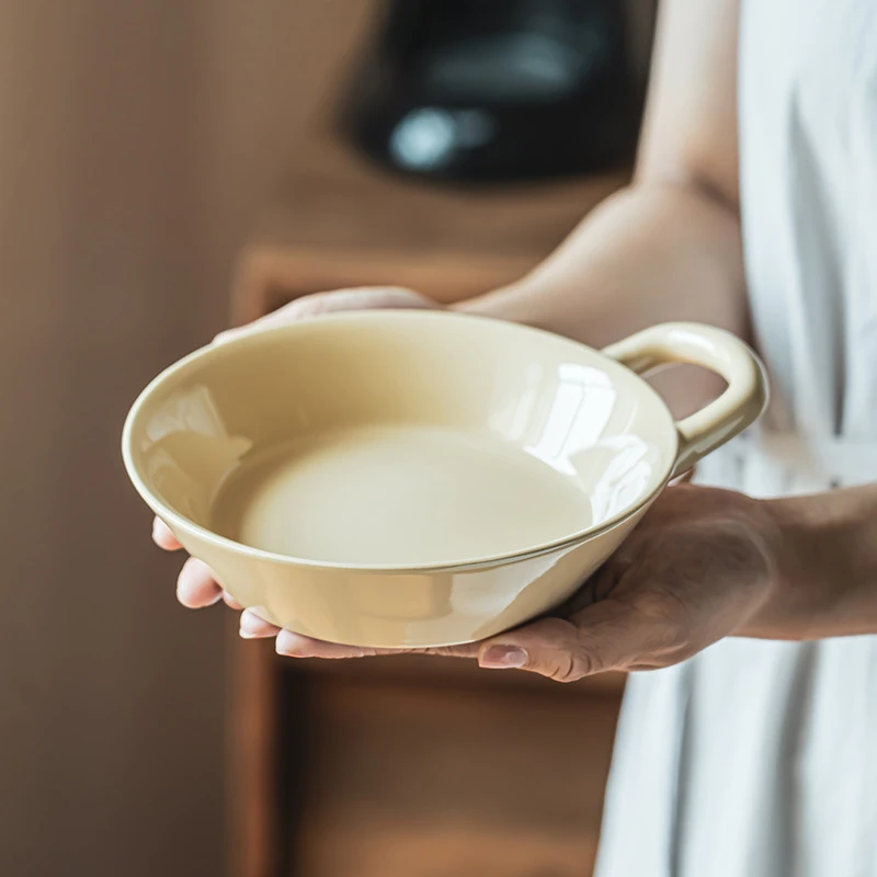 高颜值单耳碗纯色陶瓷早餐碗家用碗菜碗沙拉碗甜品碗特色餐具批发