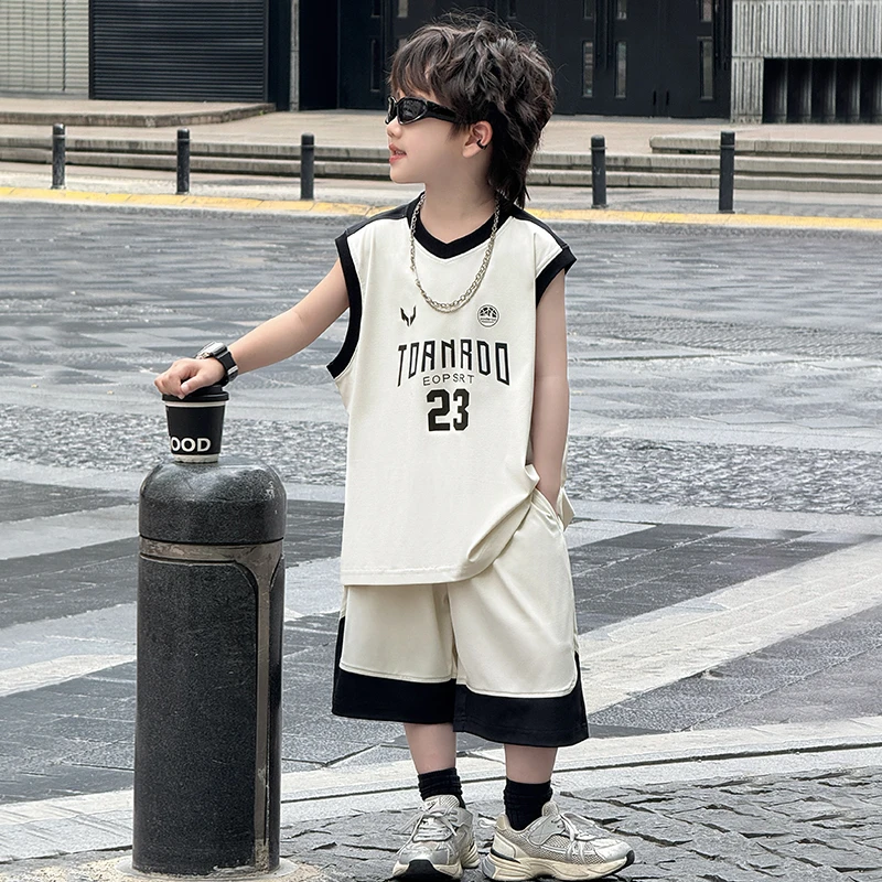 中班仔童装男童夏季套装运动背心短裤两件套2025新款男孩潮*43500