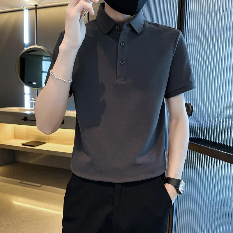 FAVMARTHA翻领短袖polo衫男潮牌夏季t恤韩版修身潮流T2025新款休