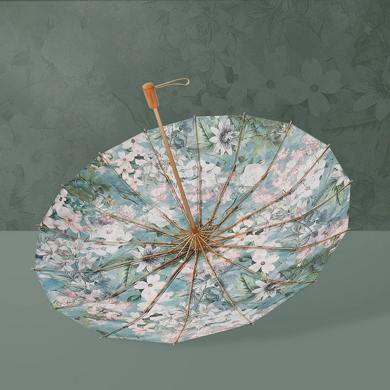 VONLILIENFELD太阳伞16骨加固加厚大雨伞手动双层黑胶防晒伞upf50