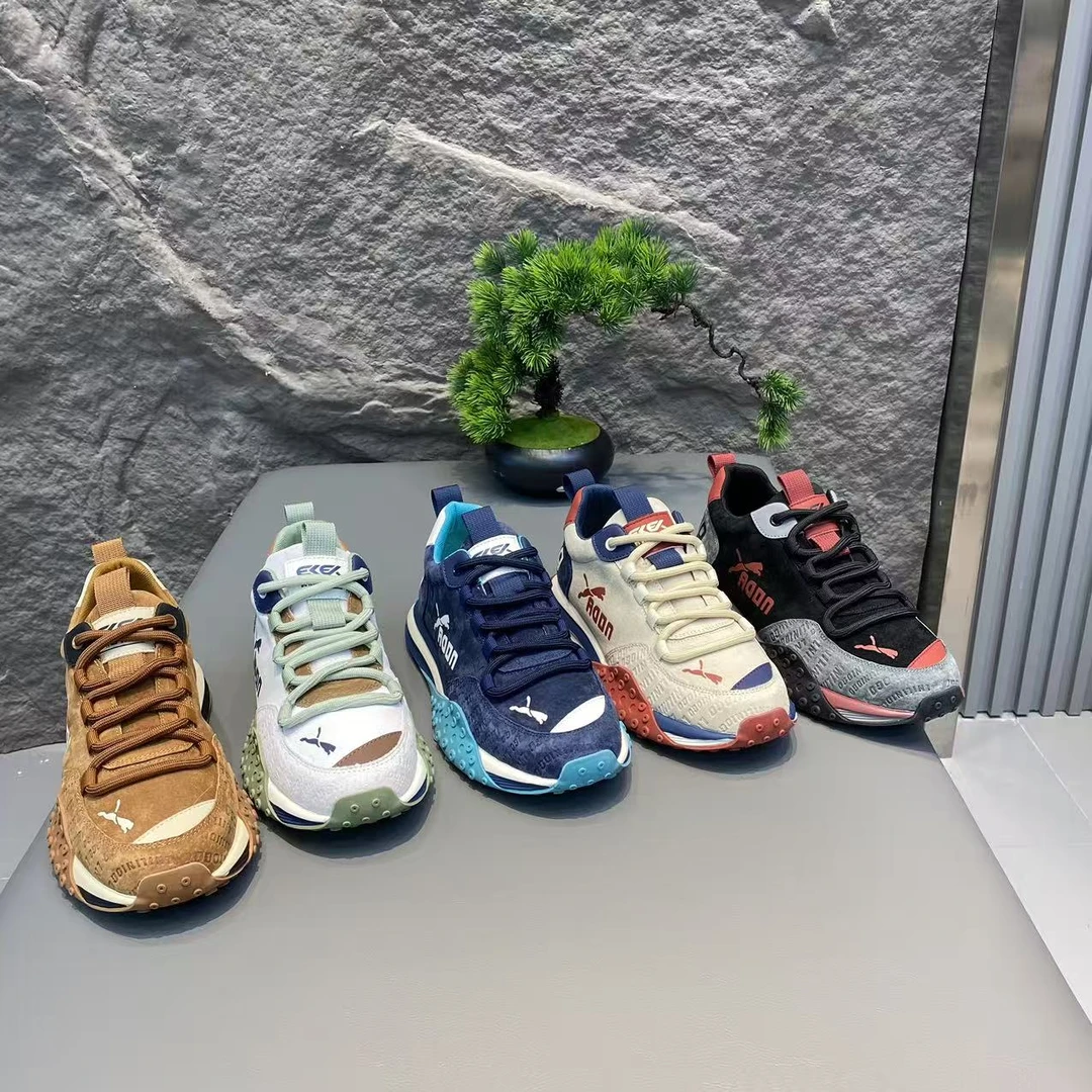 2025秋季拼色车缝线拼接时尚休闲鞋舒适百搭潮流男鞋复古皮鞋码