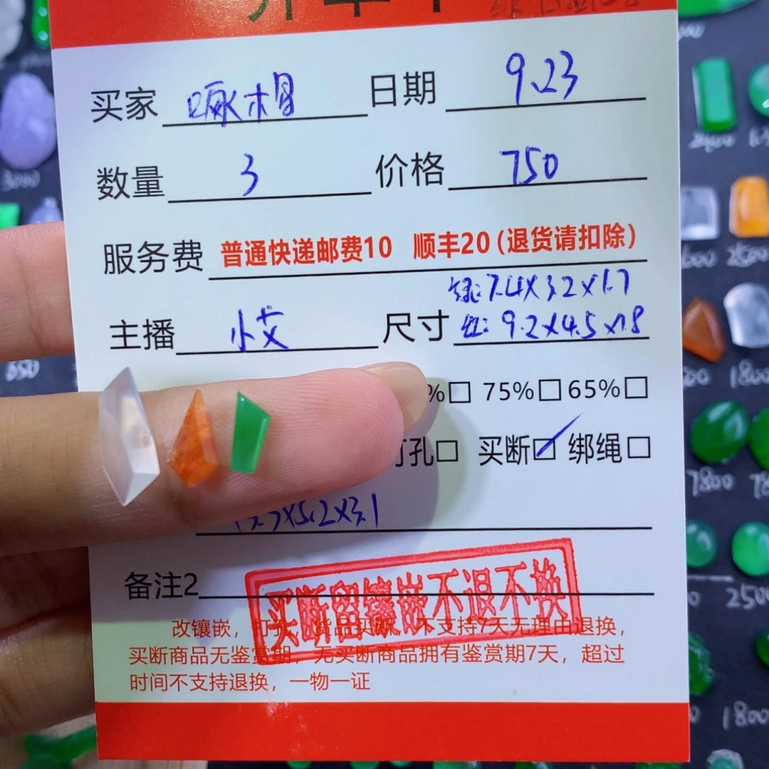 啄***i颈饰未镶嵌翡翠三个切割面