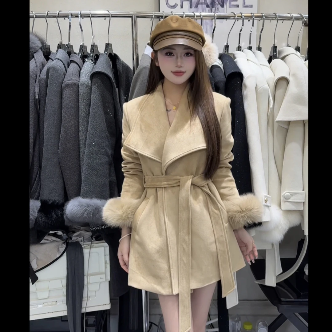 【海南简爱】秋冬双面毛呢时尚休闲设计感中长款毛呢外套1333