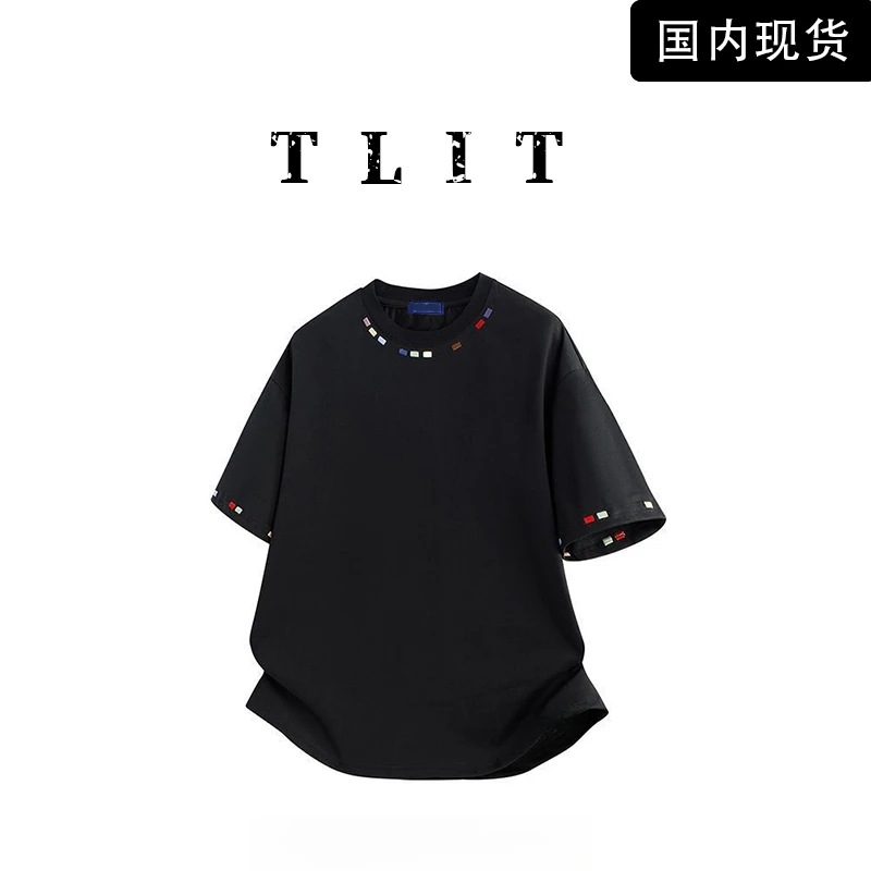 【品牌现货】TLIT美式设计重磅短袖男潮牌夏季宽松半袖T恤圆领上衣