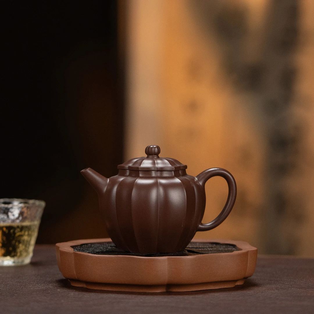 【利贞l菱花】原矿紫泥 约160cc 手工制 紫砂壶 茶具MS