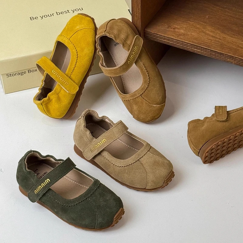 MYDUCK小黄鸭2025春新款女童时尚复古松紧浅口玛丽珍鞋芭蕾舞鞋休