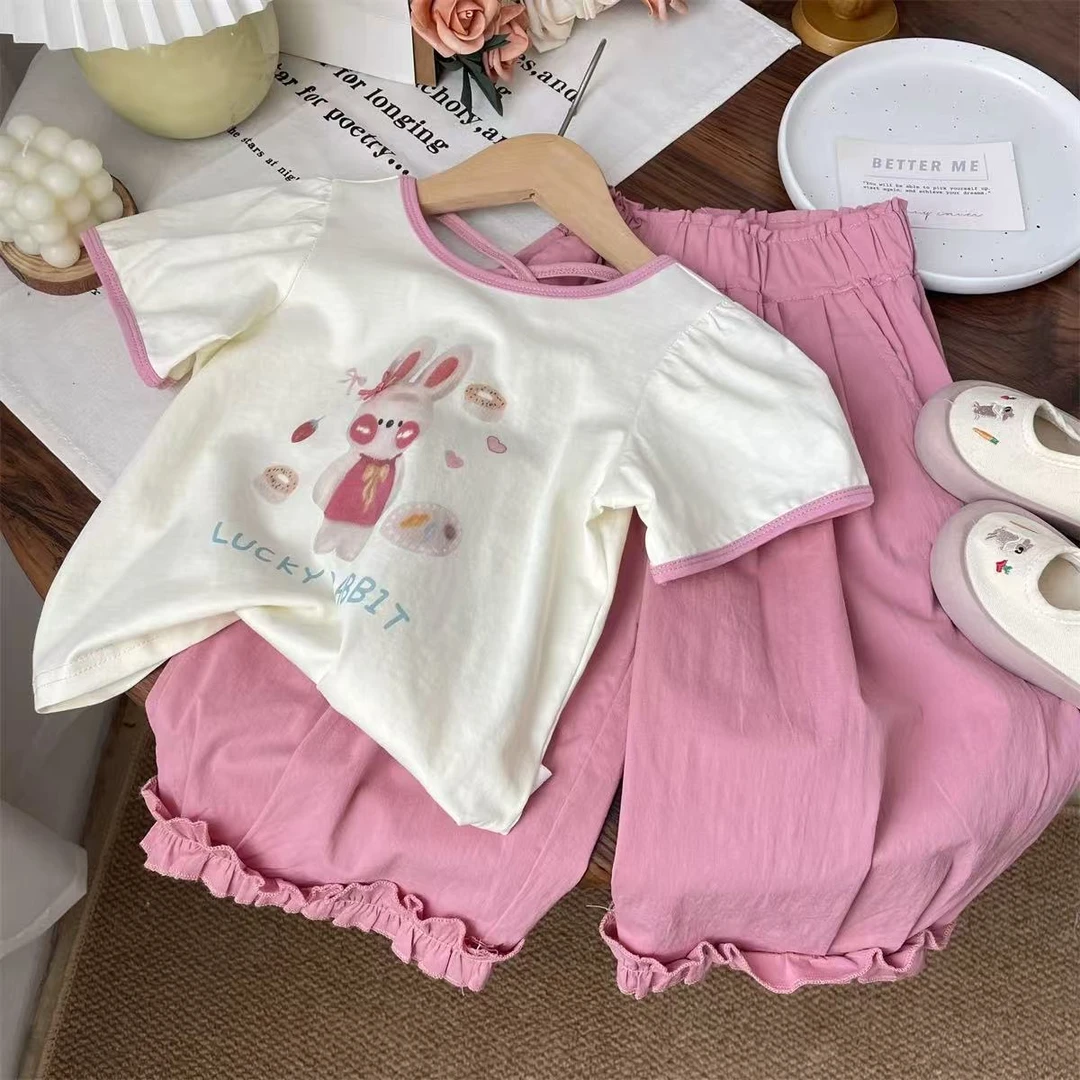 套头女休闲风夏季休闲春秋套装运动洋气牛仔上衣韩版卡通夏款