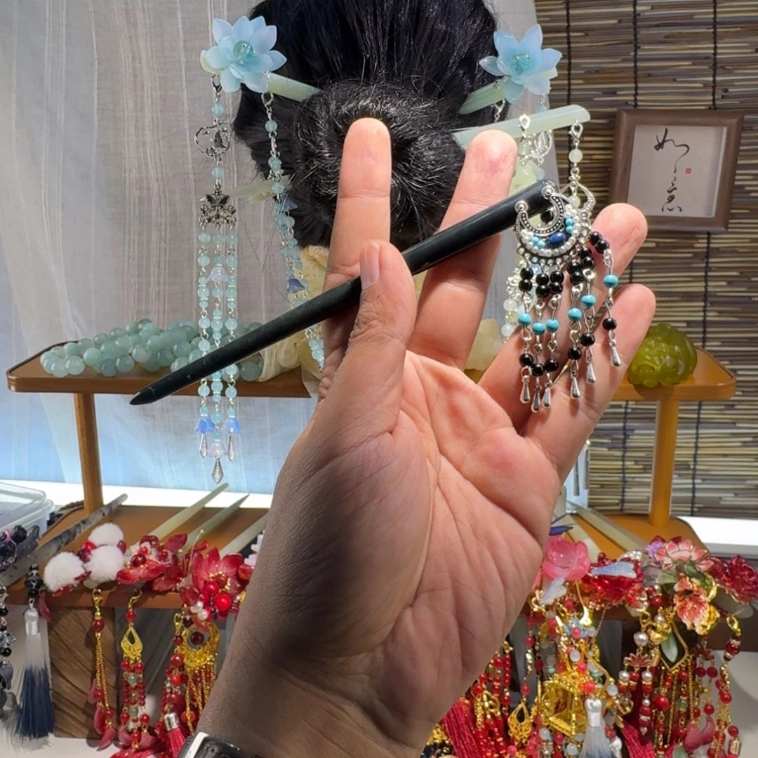 蛇纹石玉合金发饰