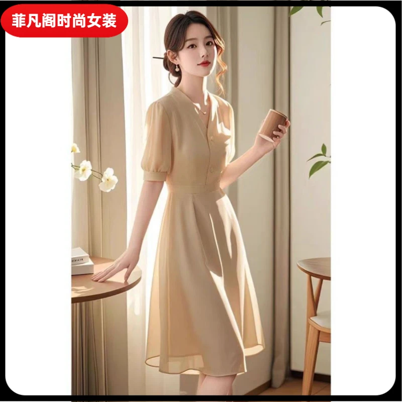 I可甜可盐精致超好看初恋系气质绝美纯色仙气连衣裙子女夏1