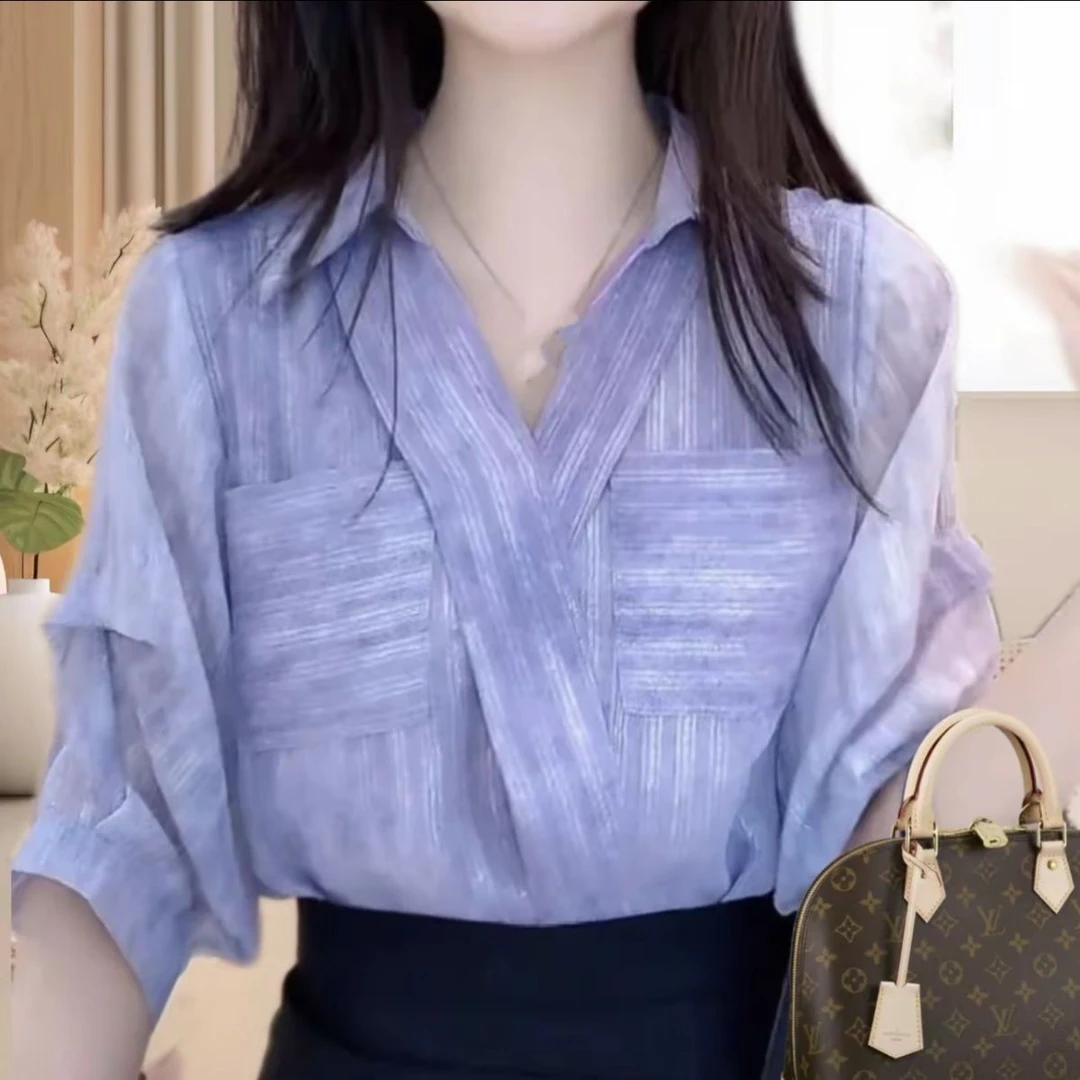2025年夏季薰衣草色超薄清凉上衣