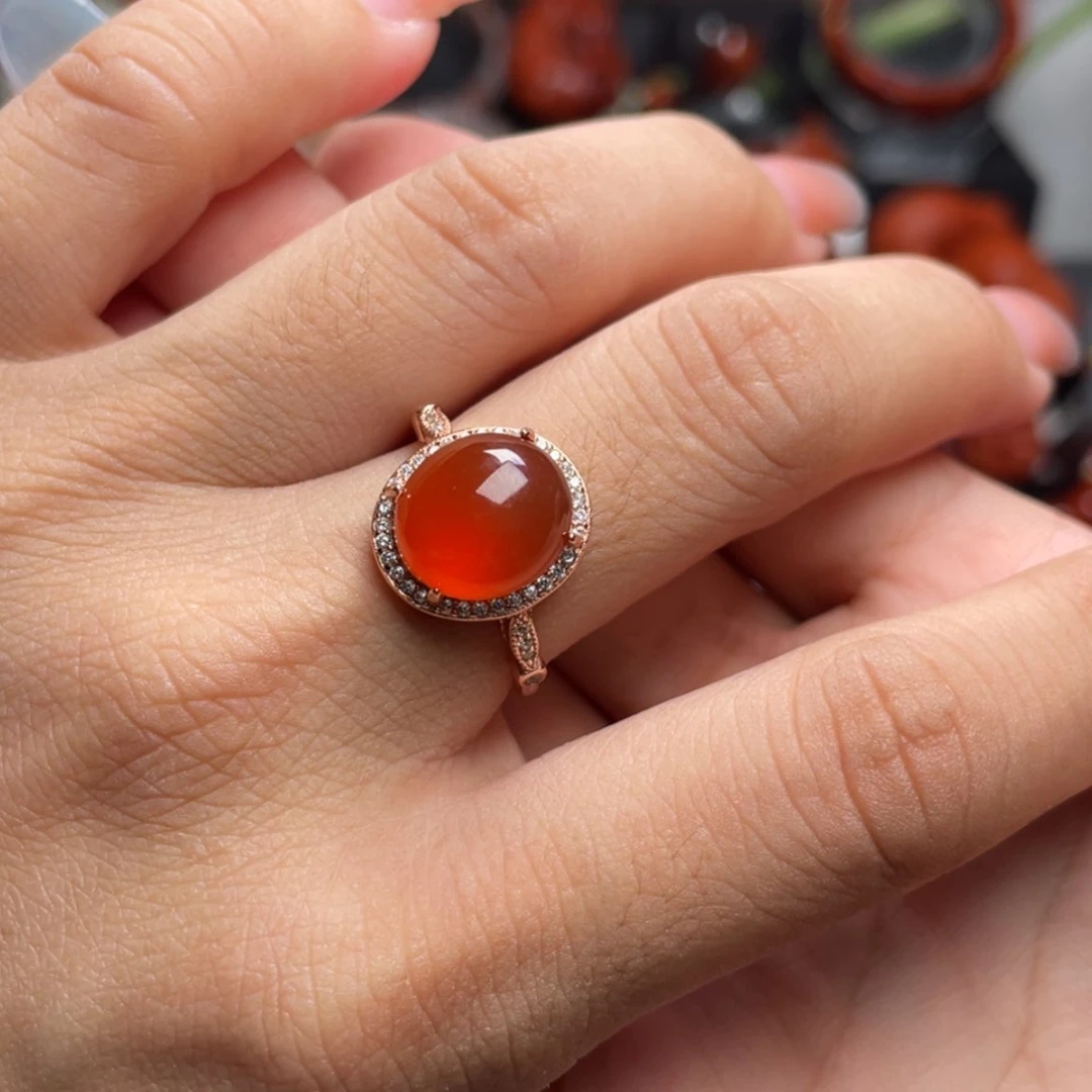 【闪购商品】银S925镶嵌戒指南红玛瑙