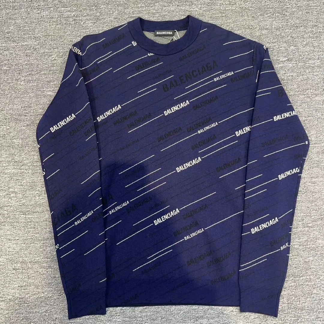 未使用 Balenciaga/巴黎世家 蓝紫弹幕毛衣/尺码：XS