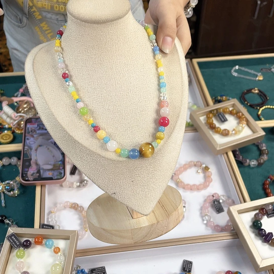 水晶手链银S925镀金镶嵌