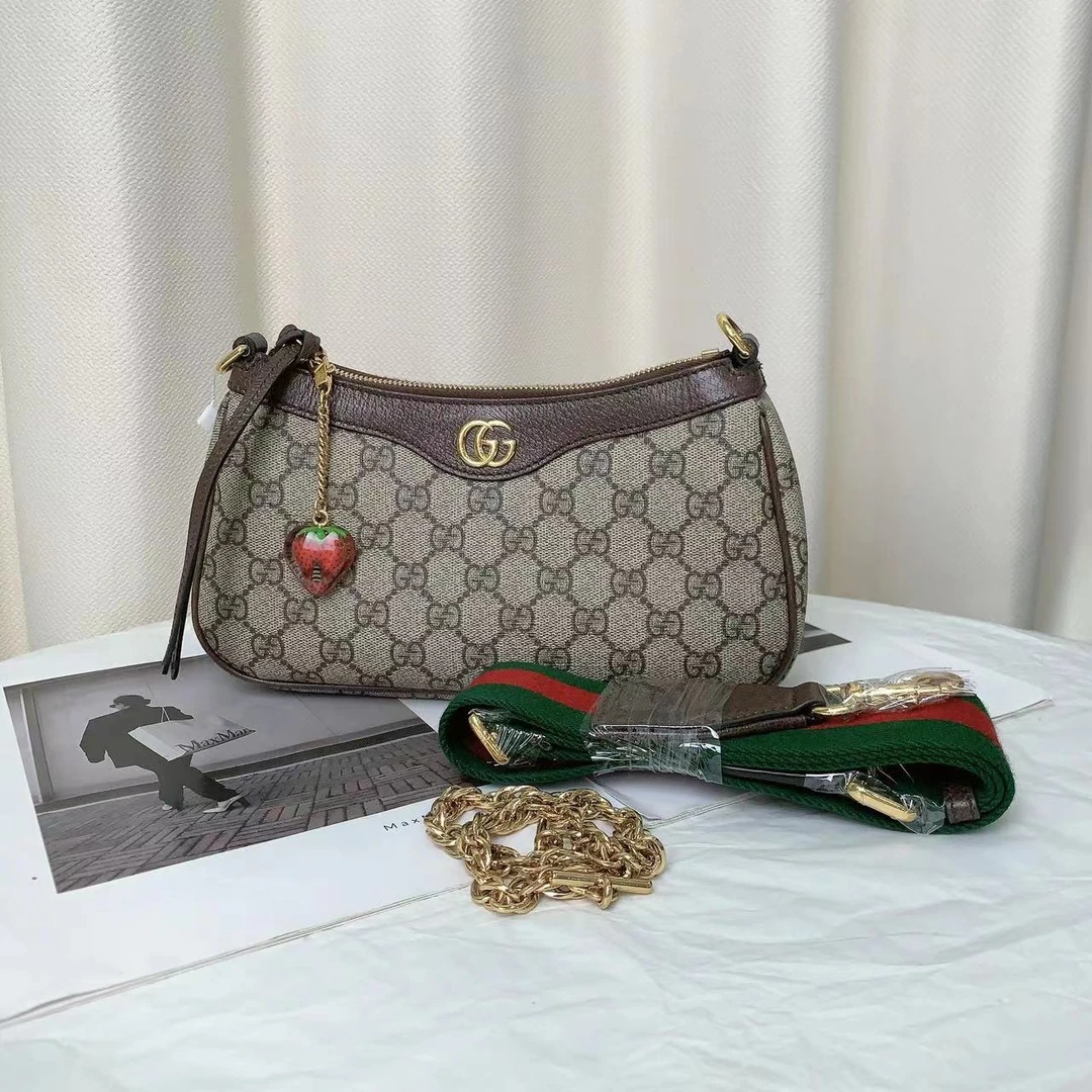 99新 GUCCI/古驰 op hobo 草莓老花腋下/优品