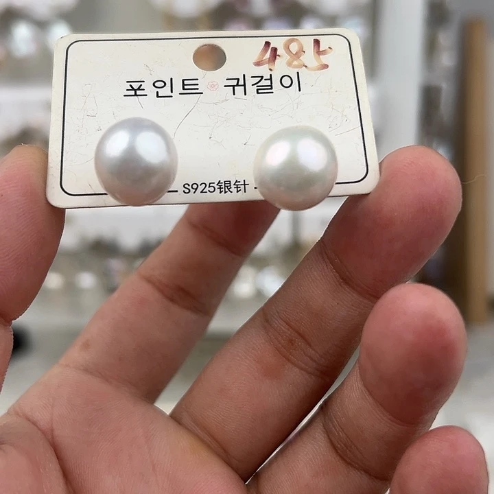 银S925镶嵌淡水珍珠耳饰