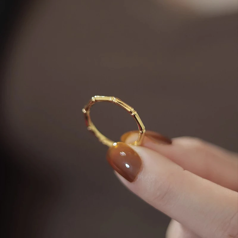 钛钢戒指 钛钢戒指竹节钛钢戒指女小众设计高级感素圈戒指女时尚