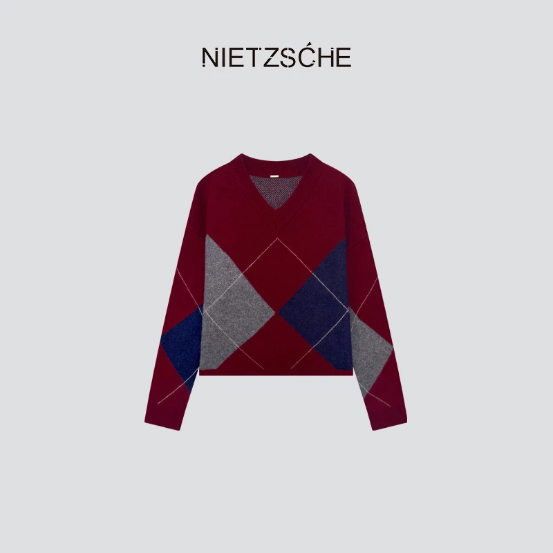 Nietzsche 官方直营｜高智菱格｜1oo%绵羊毛 高级感老钱毛衣9177
