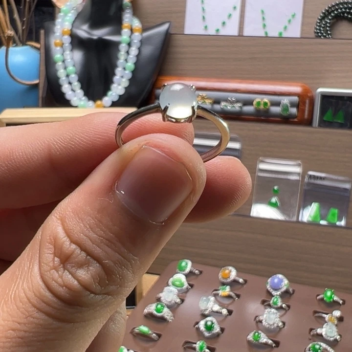 翡翠银S925镶嵌戒指