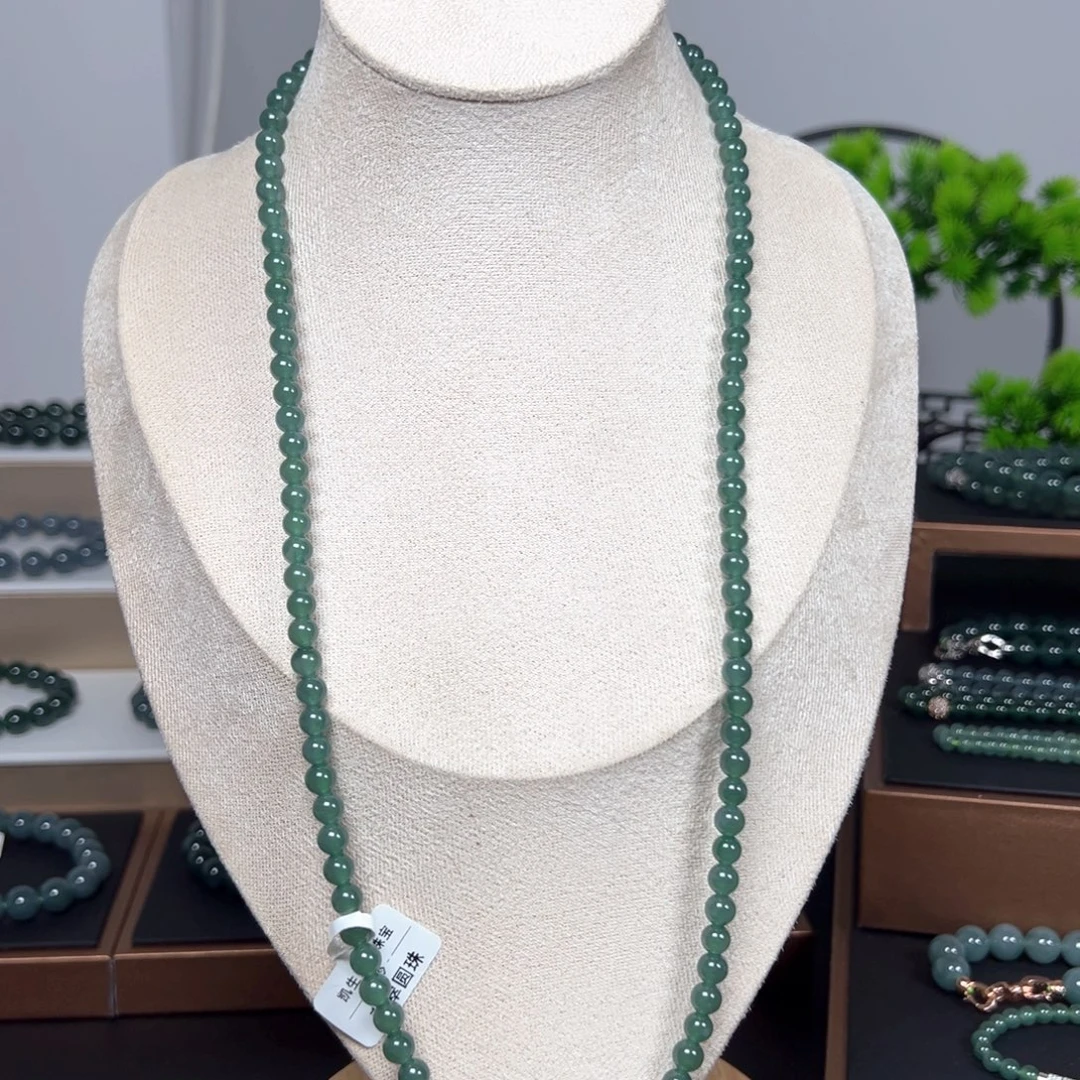 翡翠未镶嵌颈饰天然翡翠圆珠卡6  108颗