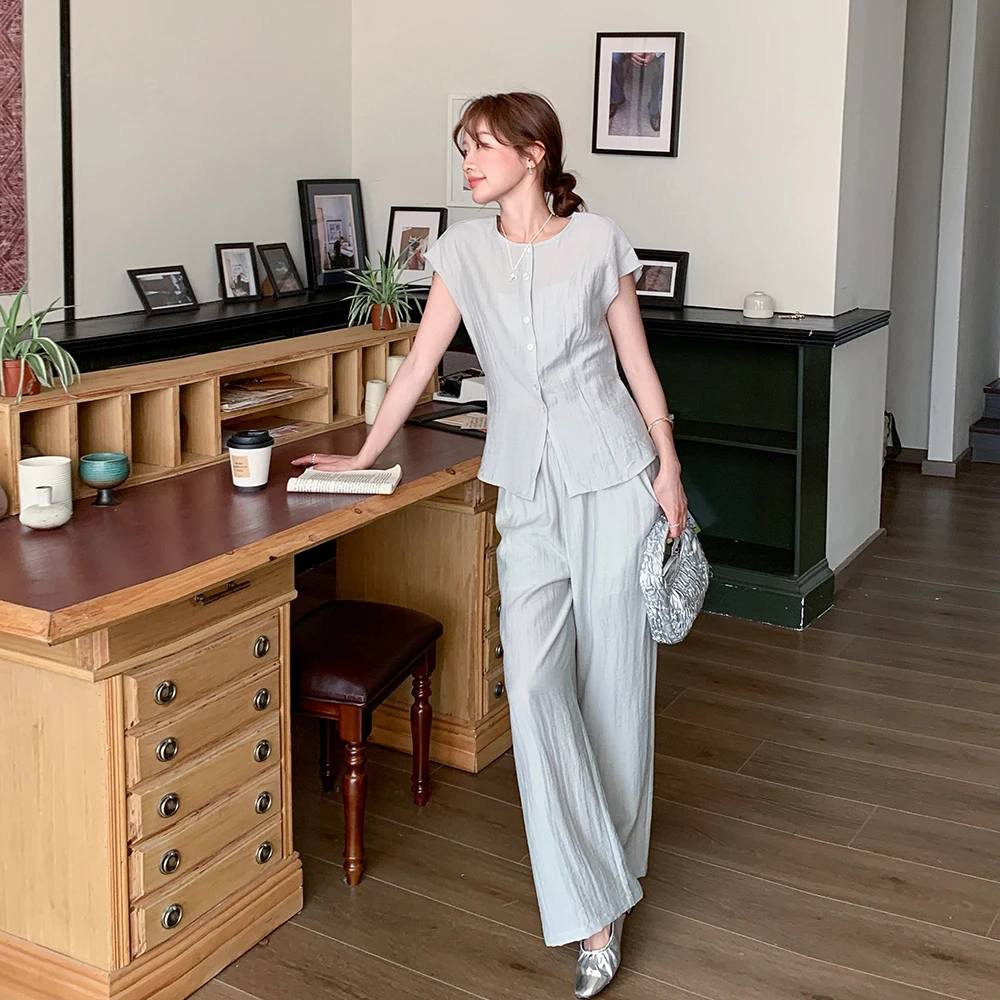 休闲风简约通勤风时尚套装上衣洋气朋克风athflow风短袖显瘦气质